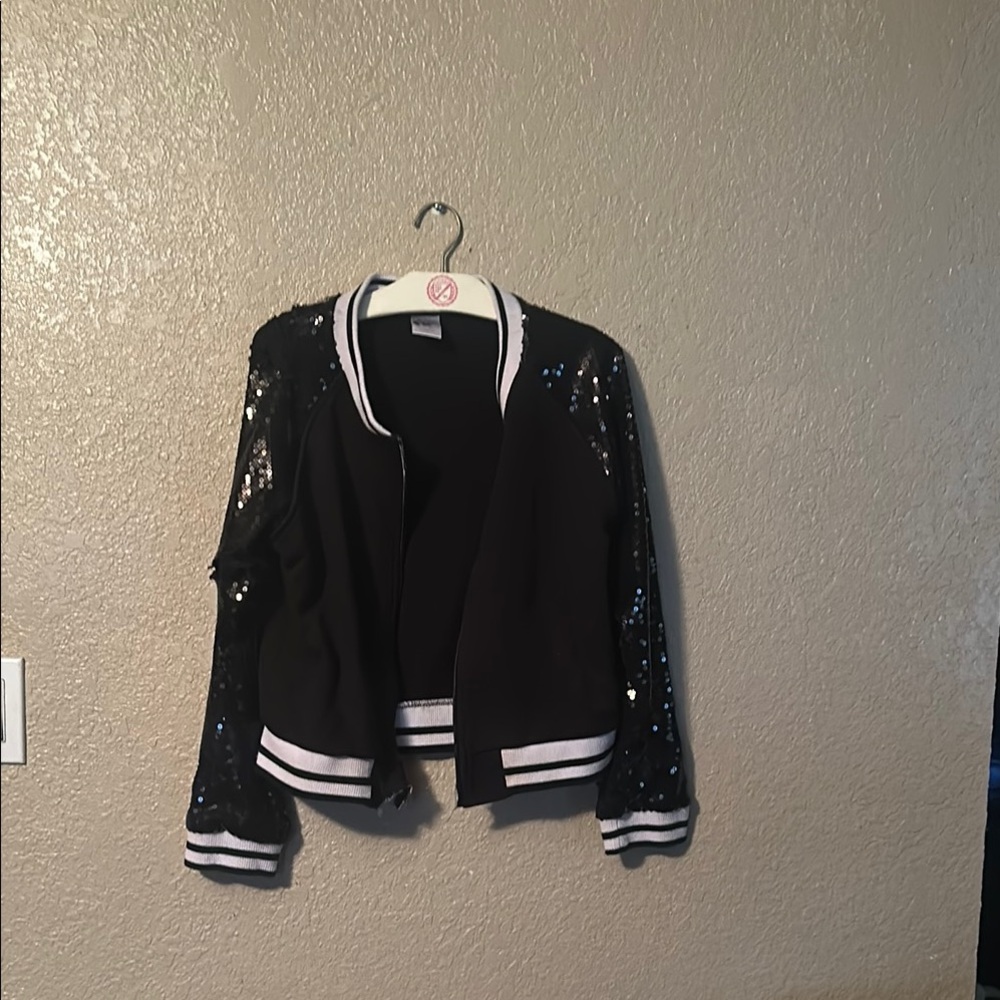 Black Sequin Women's bomber Jacket